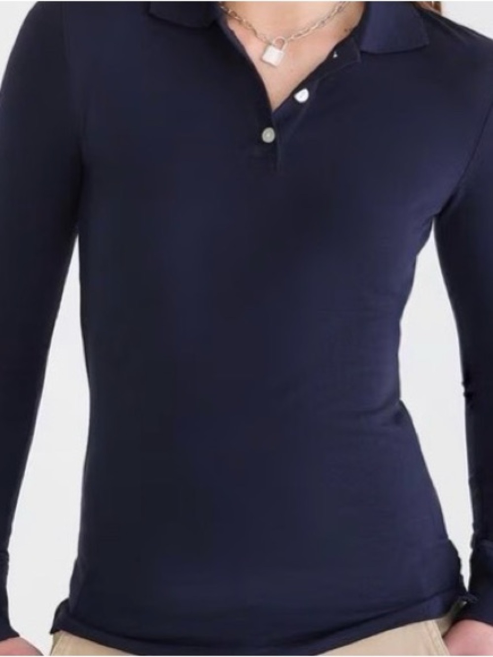 Long-Sleeve Navy Polo Shirt - Aeropostale